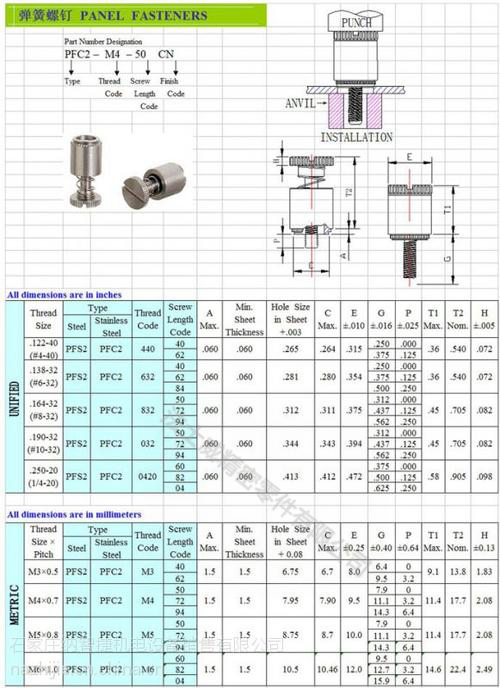 松不脱螺钉PFC2-PFS2压铆弹簧螺丝6_规格 松不脱螺钉PFC2-PFS2压铆弹簧螺丝6_规格