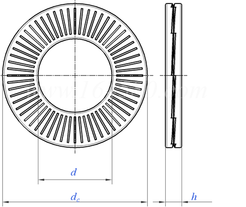 不锈双叠自锁垫圈 DIN25201 尺寸示意图